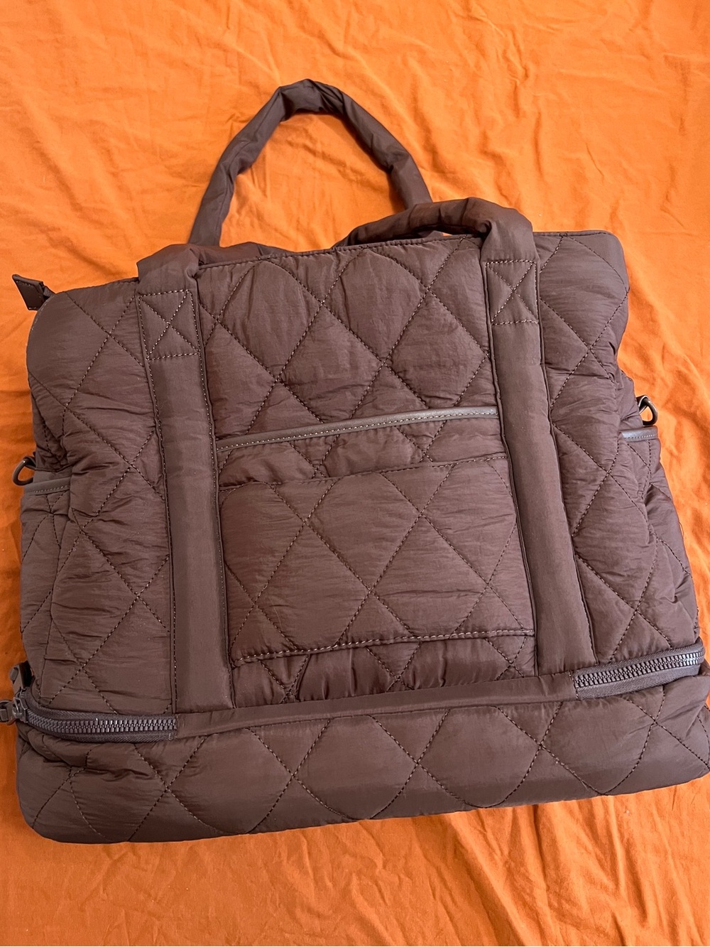 Poppy & Peonies Quilted Voyager Weekender Travel Bag Gym Carry-On in Espresso - Picture 5 of 15